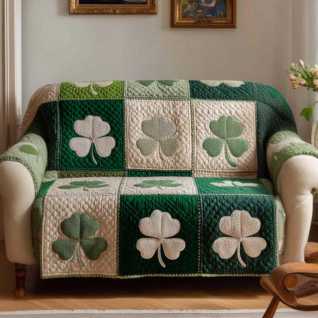 Soft Shamrock Quilted Sofa Cover Simple Room Decor Great Housewarming Gift Ideas - Tradiviet