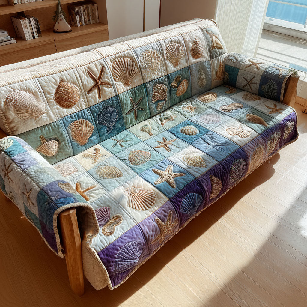 Soft Shore Quilted Sofa Cover Sofa Couch Slipcover Ocean Themed Christmas Gifts - Tradiviet