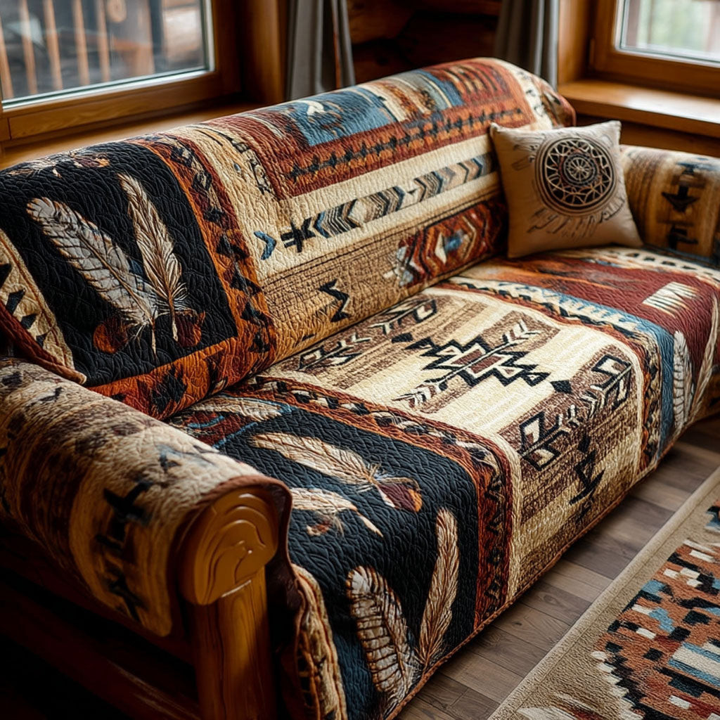 Songs of the Wide Land Quilted Sofa Cover Best Slip Cover Sofa Native American Mother'S Day Gifts - Tradiviet