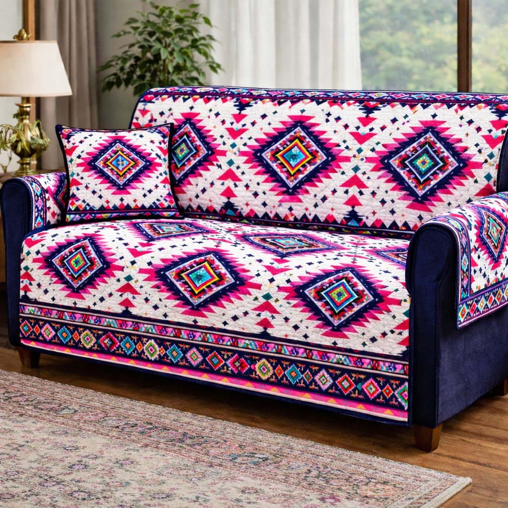 Southwest Heritage Quilted Sofa Cover Southwest Home Couch Cover Gift For House Lover - Tradiviet