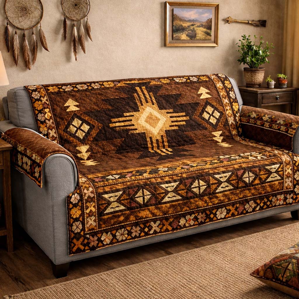 Southwest Heritage Quilted Sofa Cover Southwest Home Couch Cover Gift For Room Lovers - Tradiviet