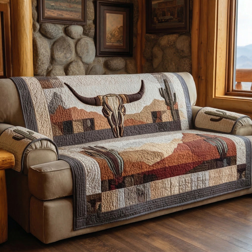 Southwest Horizon Skull Quilted Sofa Cover Simple Home Room Decor Room Decor Gift Ideas - Tradiviet