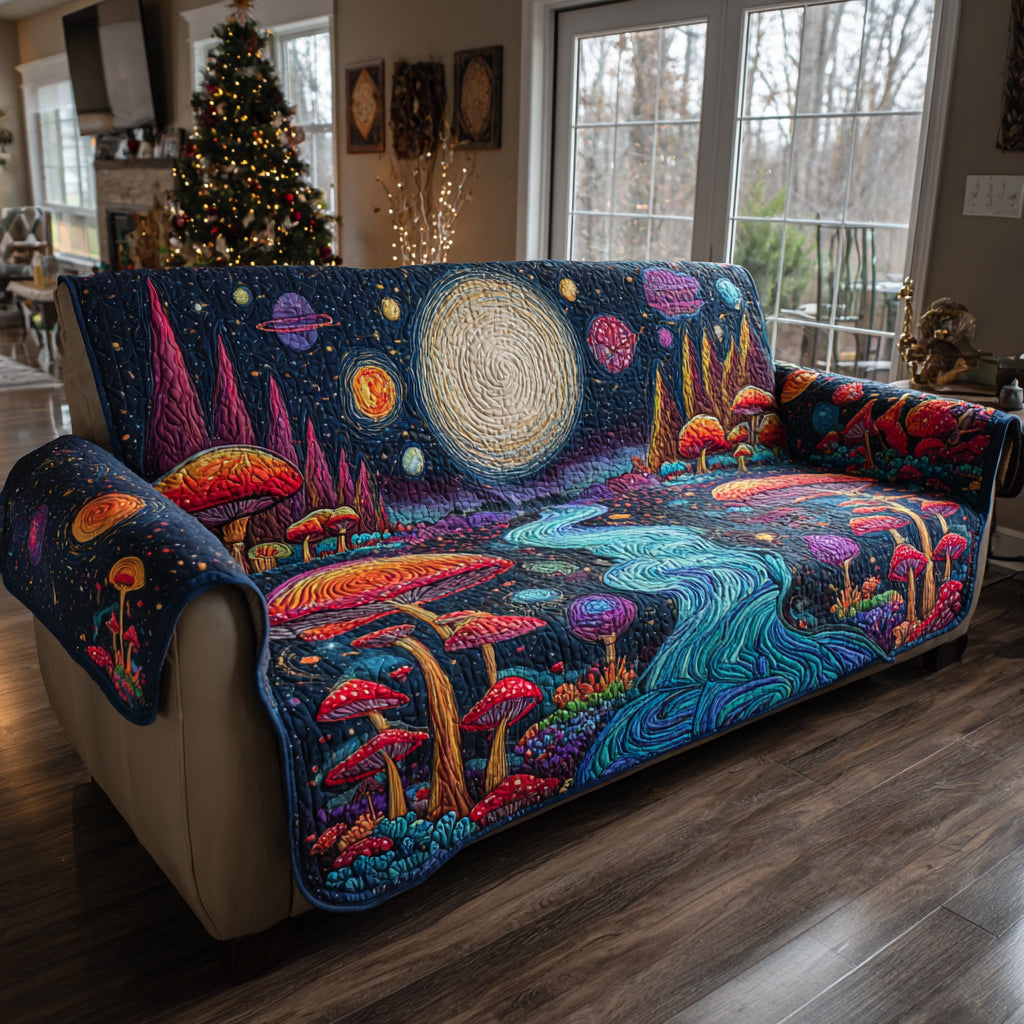 Space Mushroom Quilted Sofa Cover Trendy Home Room Decor Gift For Room Decor - Tradiviet