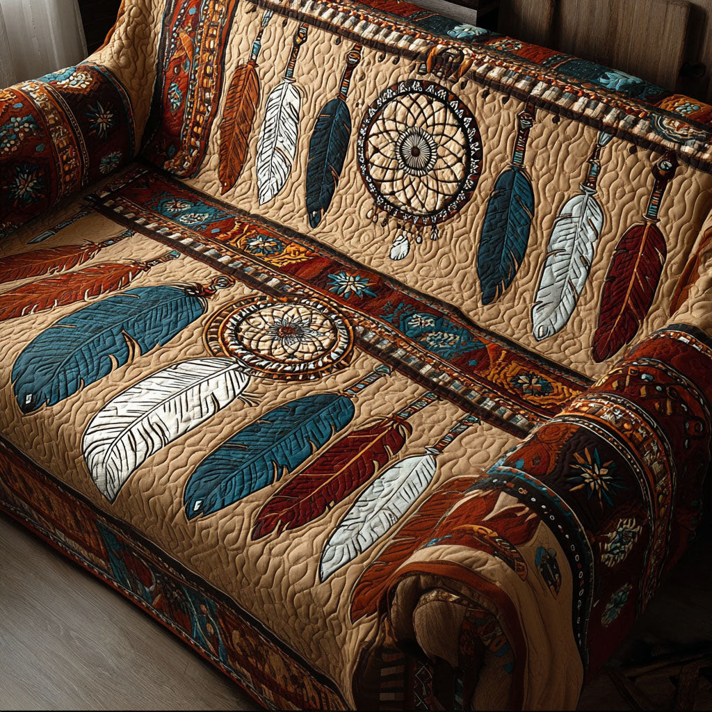 Spirit Loom Quilted Sofa Cover Cool Couch Slipcovers Native American Indian Gifts - Tradiviet
