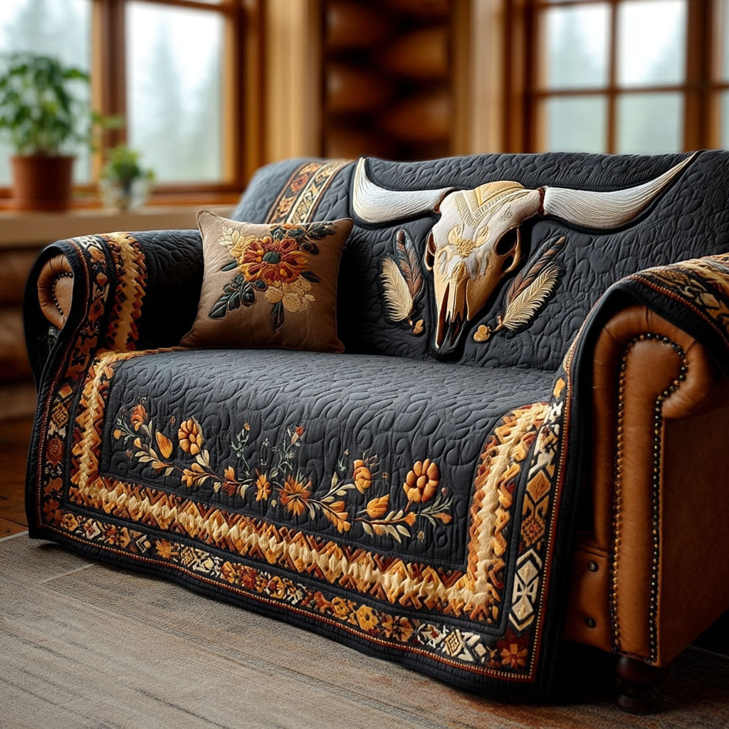 Spirit Trail Mosaic Quilted Sofa Cover Natural Room Decor Presents For New Home - Tradiviet