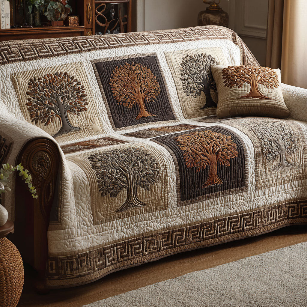 Spiritual Roots Quilted Sofa Cover Best Couch Covers Tree Of Life Gift Items - Tradiviet