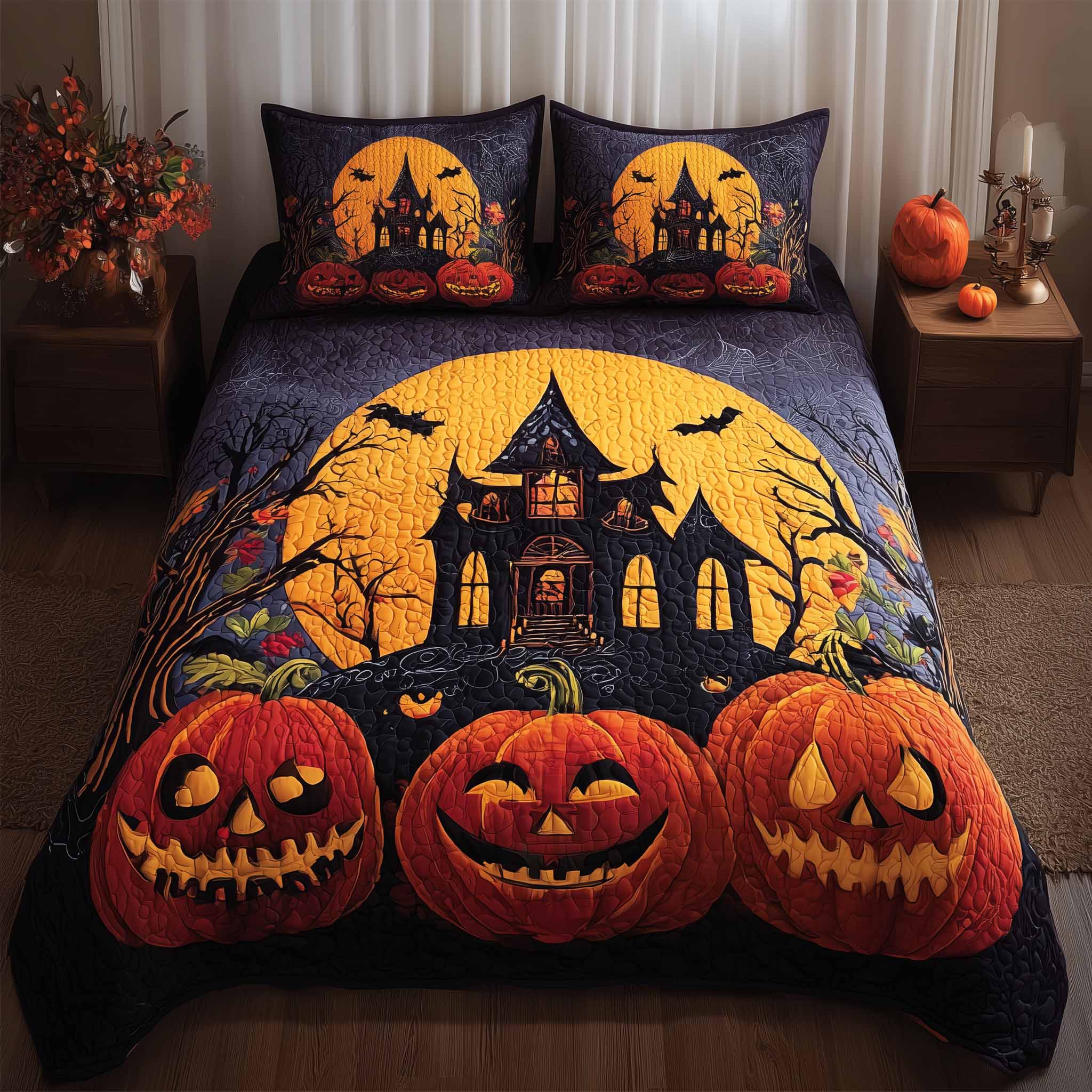 Spooky House Quilted Bedding Set Spooky House Grace Gift For Spooky Lovers - Tradiviet