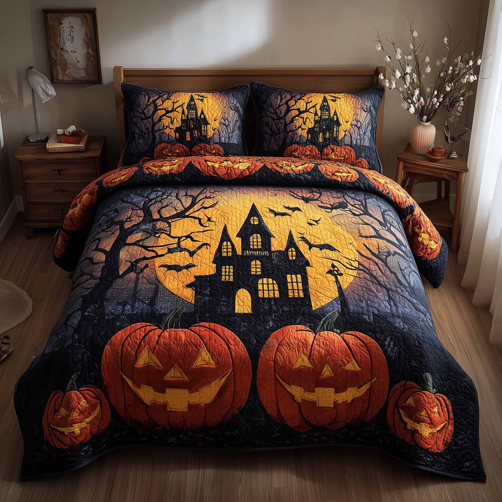 Spooky House Quilted Bedding Set Spooky House Impression Gift For Spooky House - Tradiviet