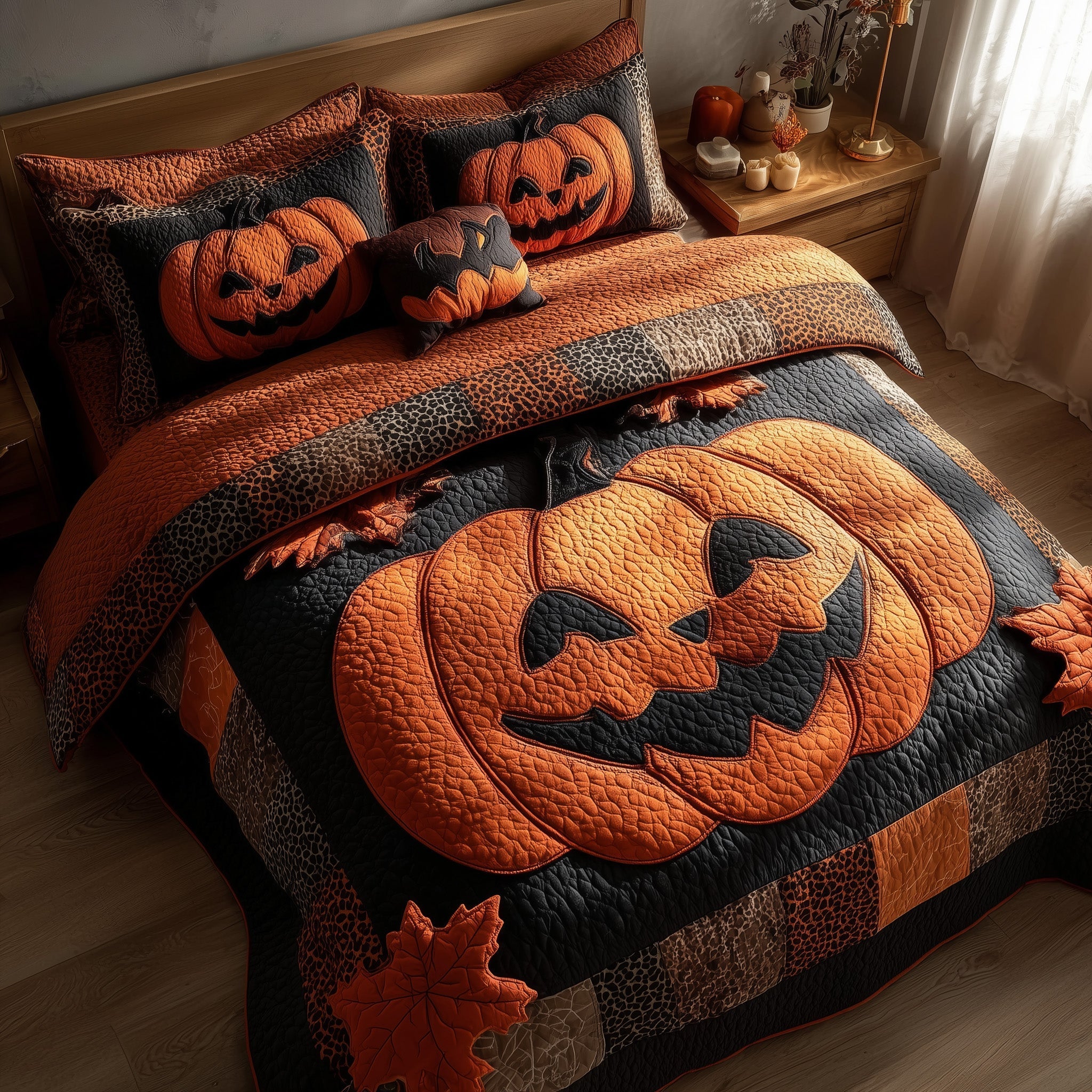 Spooky Pumpkin Quilted Bedding Set Spooky Pumpkin Lush Gift For Spooky Mom - Tradiviet