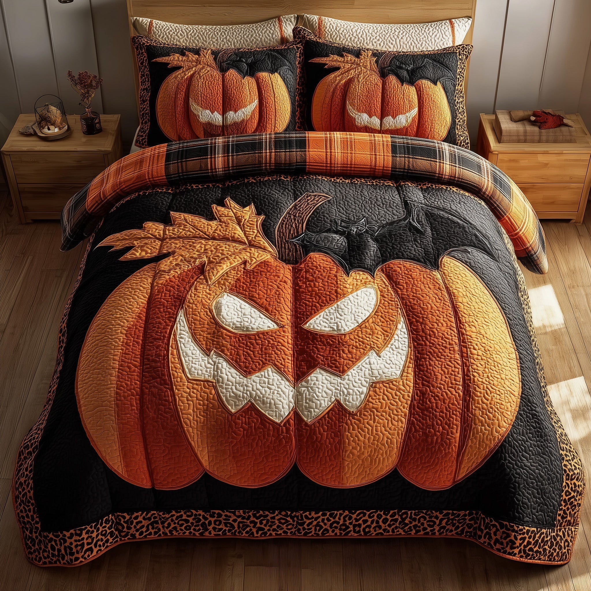 Spooky Pumpkin Quilted Bedding Set Spooky Pumpkin River Gift For Spooky Wife - Tradiviet