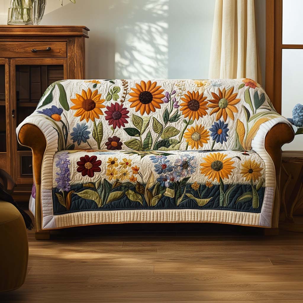 Spring Bloom Quilted Sofa Cover Seasonal Home Room Decor Room Decor Gift Ideas - Tradiviet