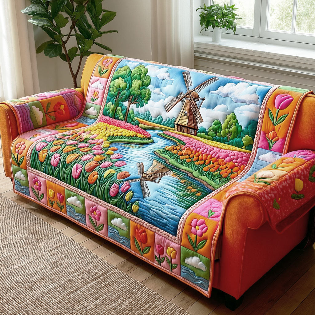 Spring Meadow Quilted Sofa Cover Best Slipcovered Sofas Gifts For Mom From Daughter - Tradiviet