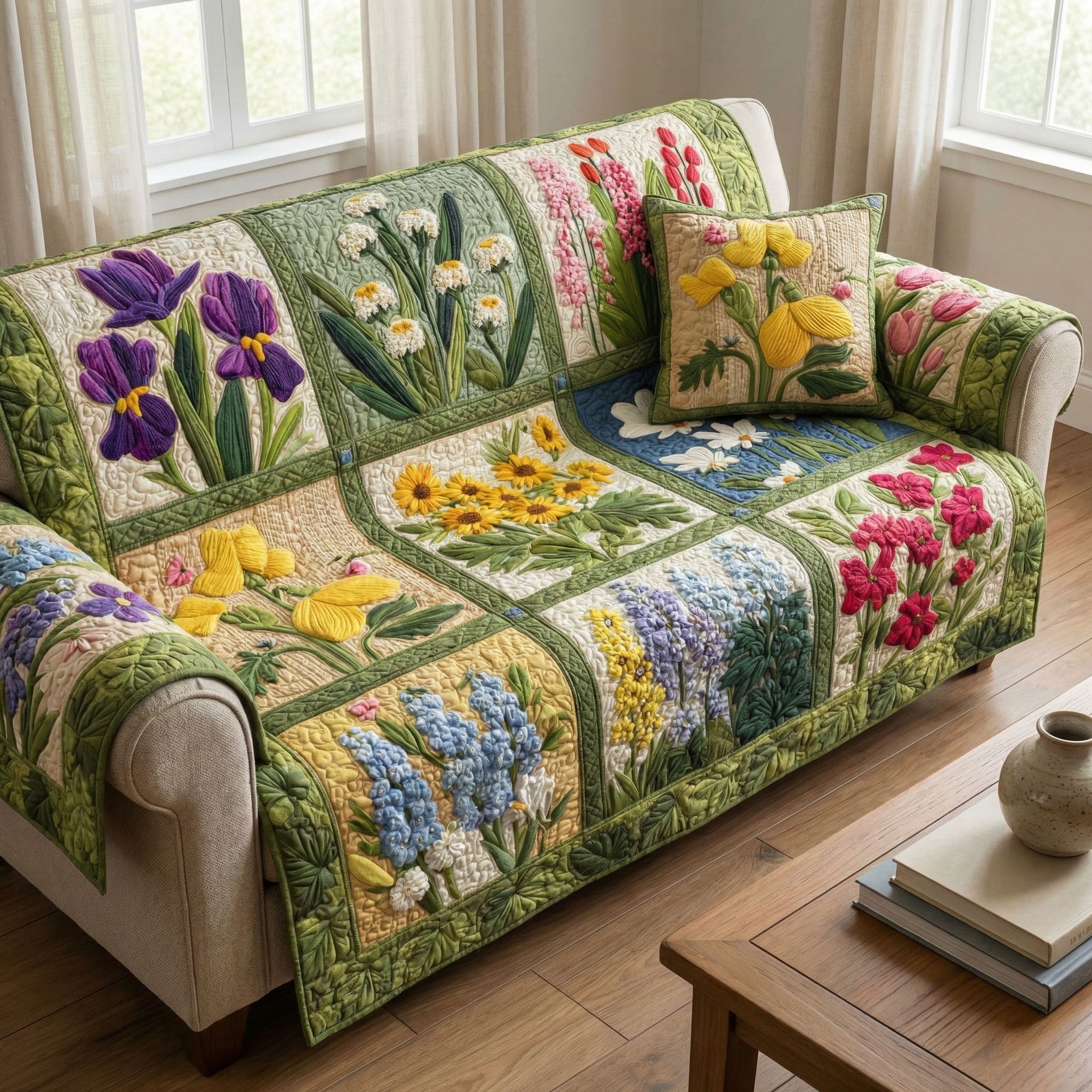 Spring Meadow Quilted Sofa Cover Best Sofa Slipcovers Awesome Mother's Day Gifts - Tradiviet