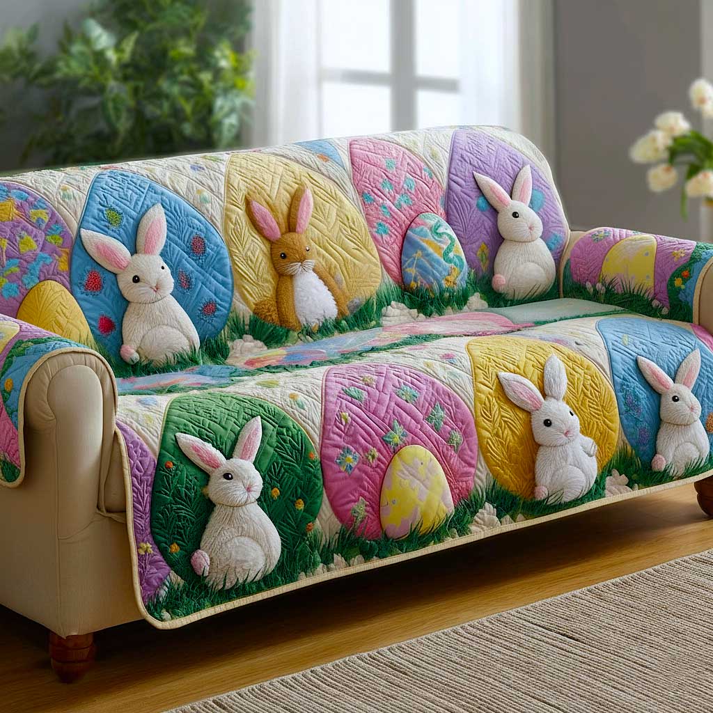Spring Patch Quilted Sofa Cover Patchwork Home Couch Cover Gift For Home Lover - Tradiviet