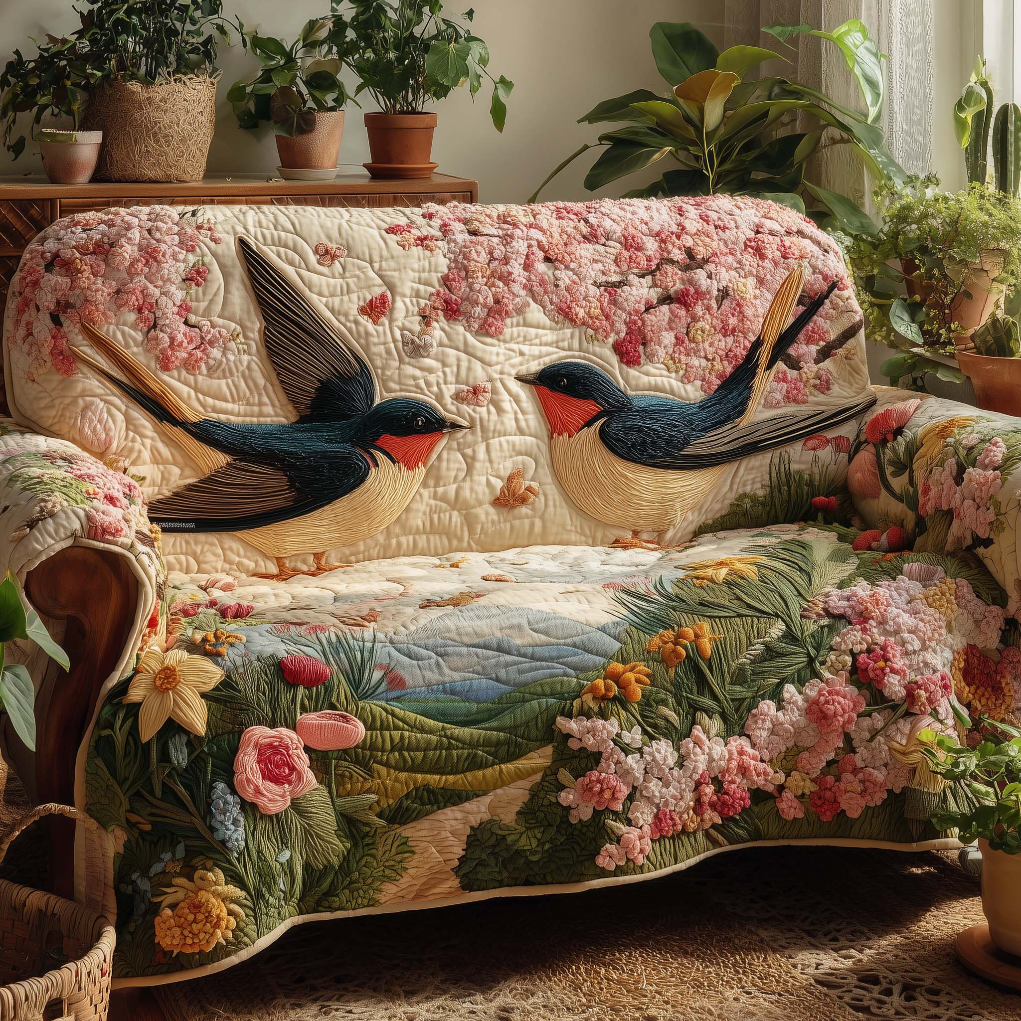 Spring Return Quilted Sofa Cover Cozy Home Couch Cover Present For New Home - Tradiviet