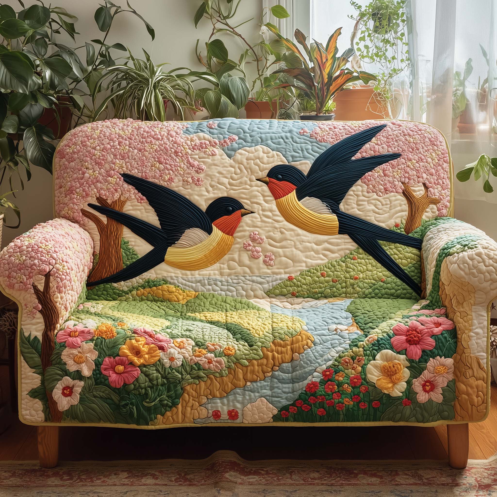 Spring Return Quilted Sofa Cover Cozy Home Couch Cover Presents For New Home - Tradiviet