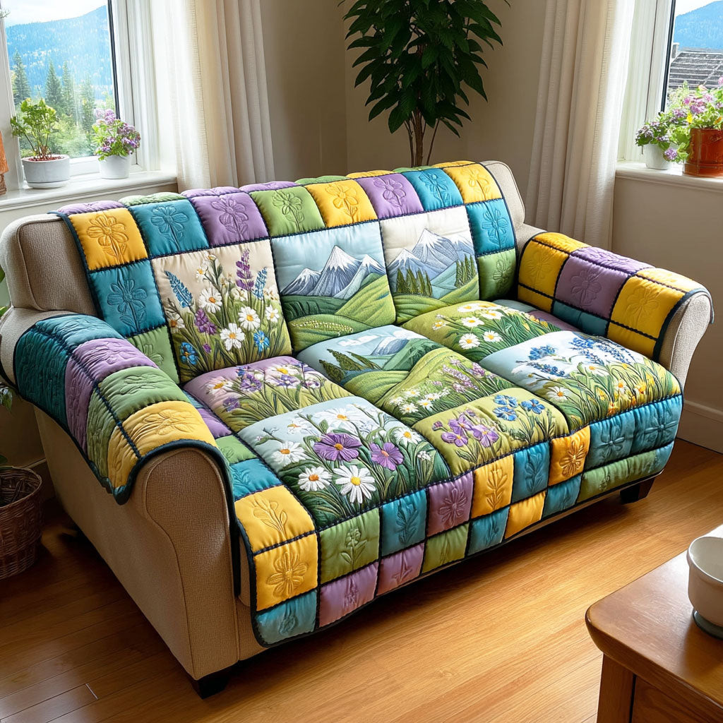 Springtime Escape Quilted Sofa Cover Couch Seat Covers Thoughtful Mother's Day Gifts - Tradiviet