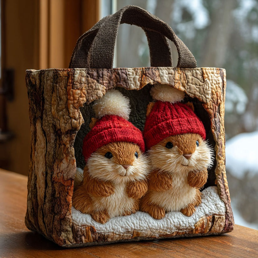 Squirrels Nest Quilted Tote Bag Cute Holiday Christmas Gifts For Squirrel Lovers - Tradiviet