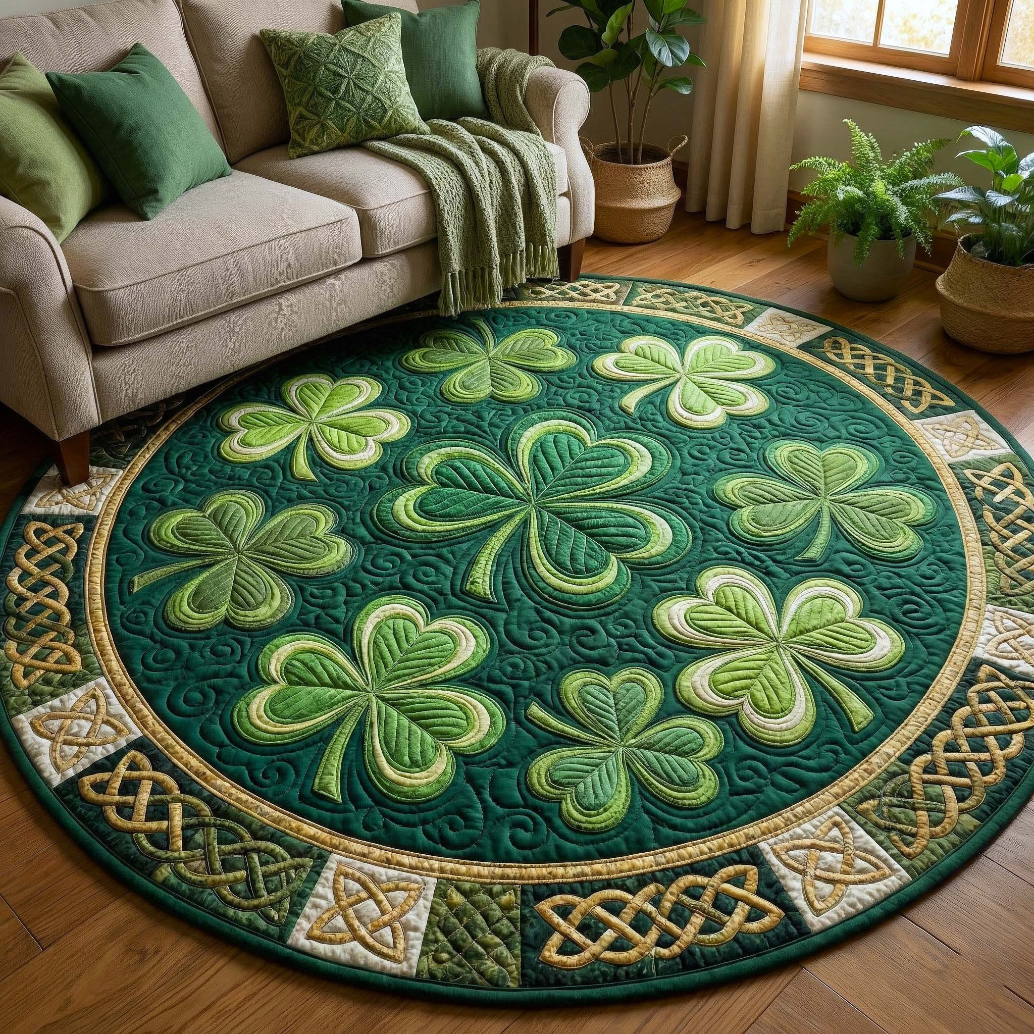 St Patrick's Day Quilted Round Mat Celtic Circle Mat Ireland Holiday Home Decorations - Tradiviet