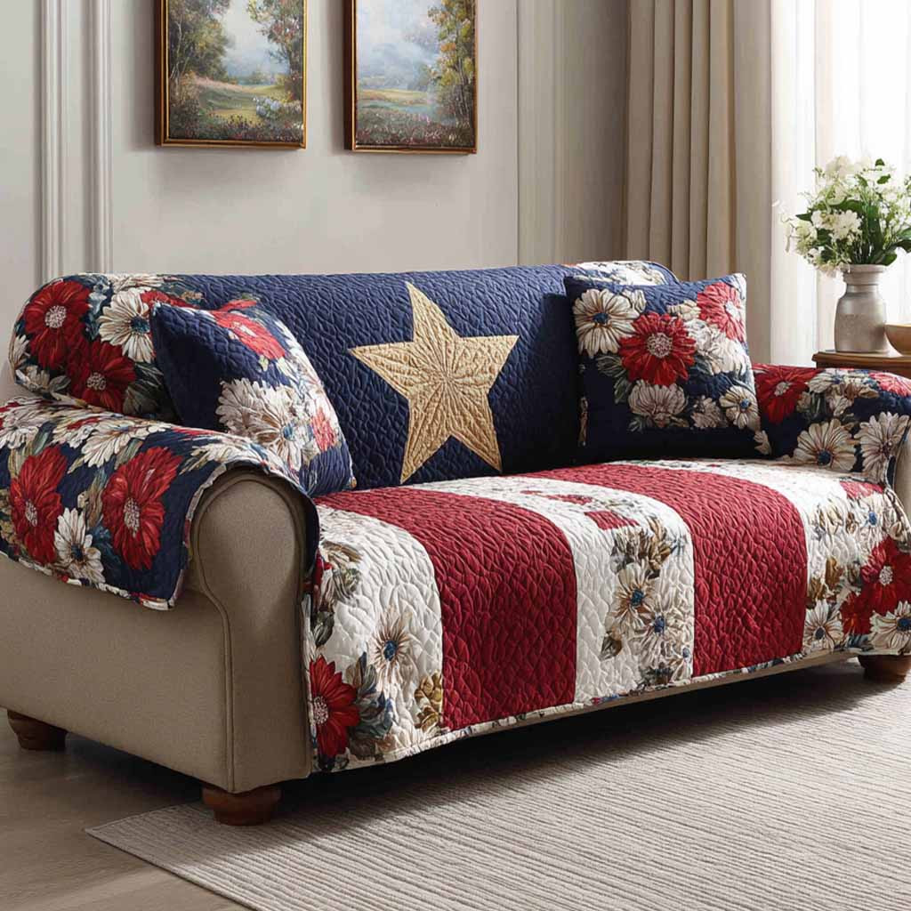 Star Bloom Quilted Sofa Cover Sofa Cover Couch Mothers Day Gift Ideas Last Minute - Tradiviet