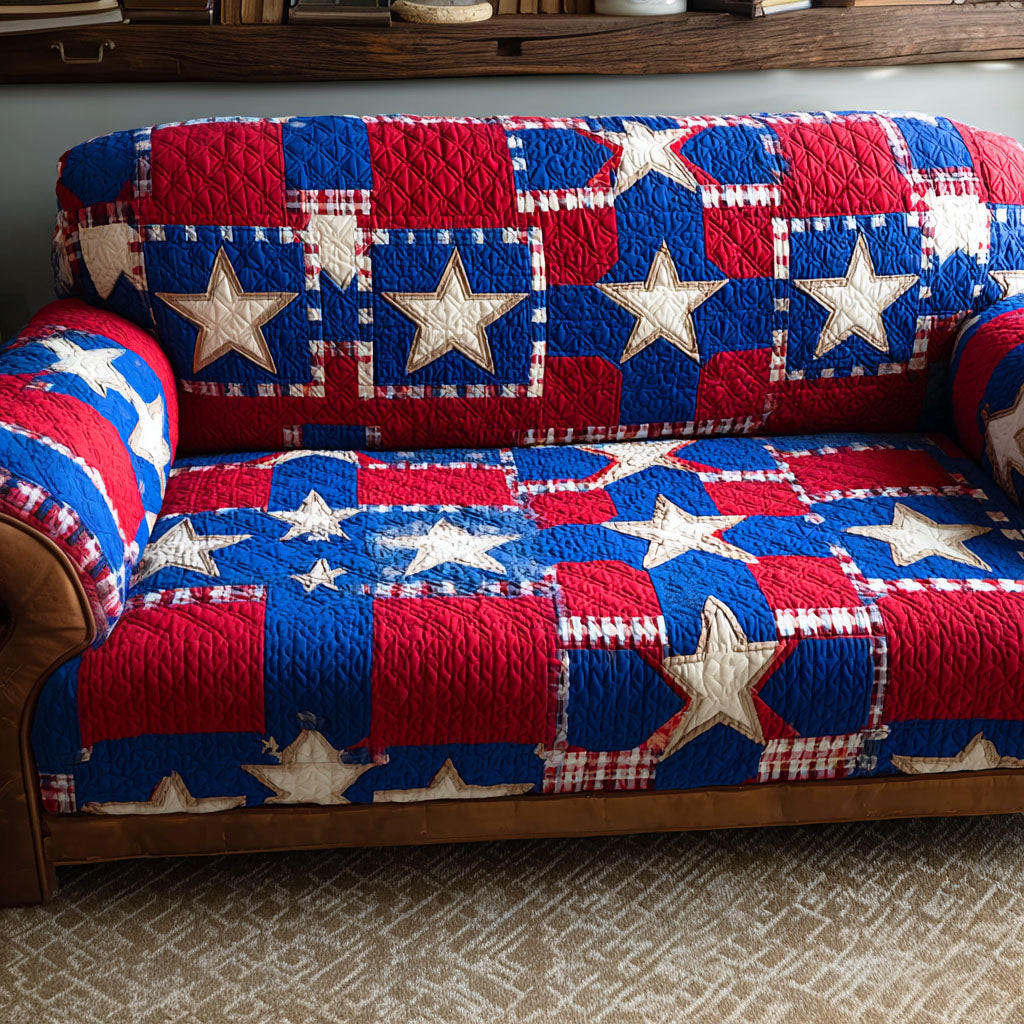 Star Meadow Quilted Sofa Cover Best Slip Cover Sofa Fourth Of July Presents - Tradiviet
