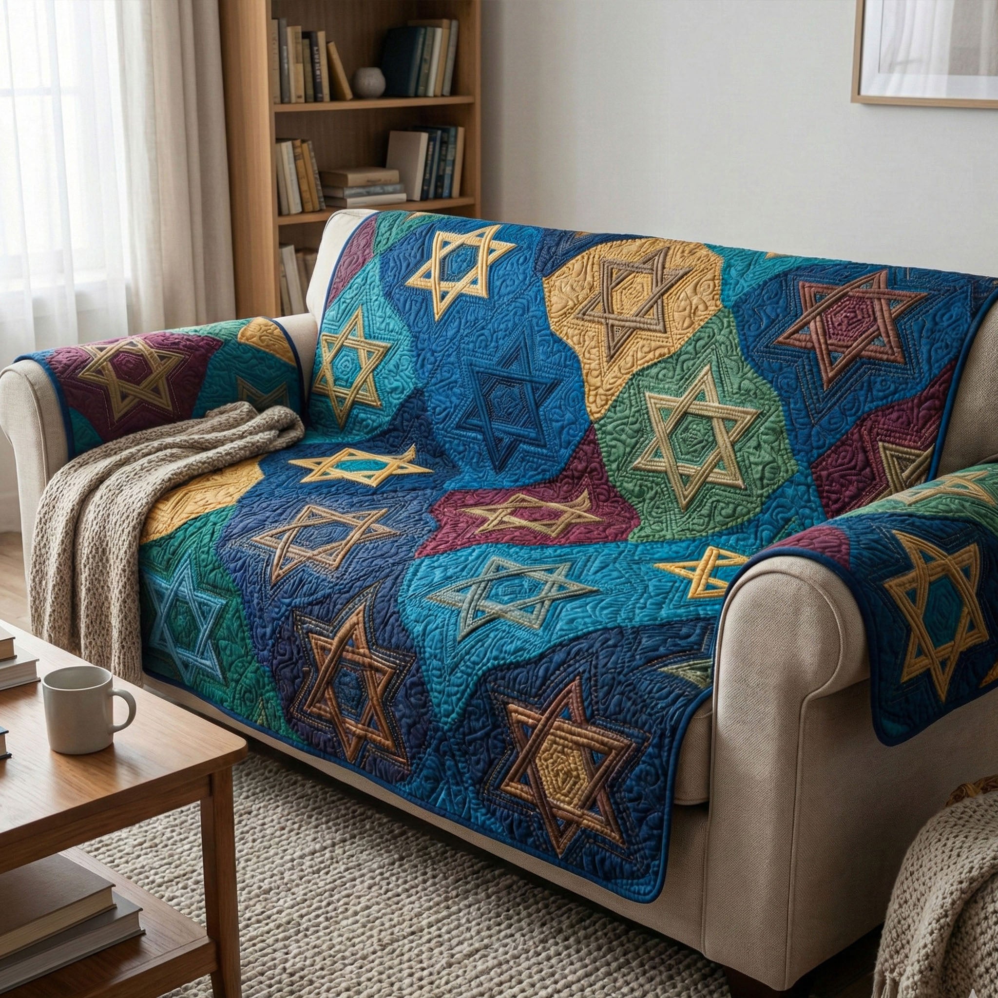 Star Moments Quilted Sofa Cover Covers For Sofas Jewish Gifts For Her - Tradiviet