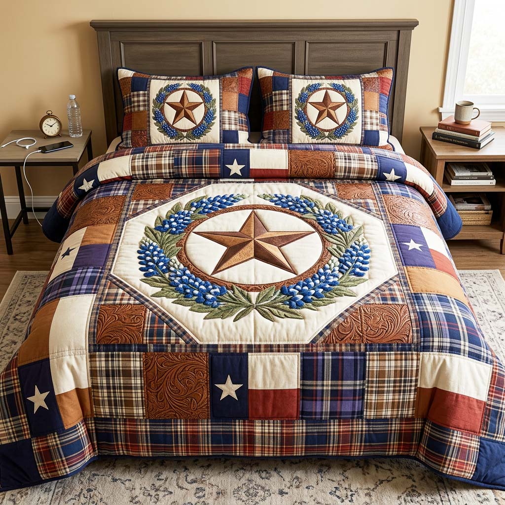 Star Wreath Quilted Bedding Set Star Wreath Heritage Gift For Star Wreath - Tradiviet