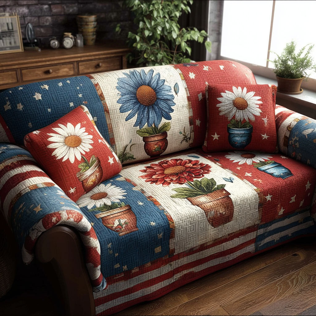 Starbound Garden Quilted Sofa Cover Best Sectional Couch Covers Patriotic Christmas Gifts - Tradiviet