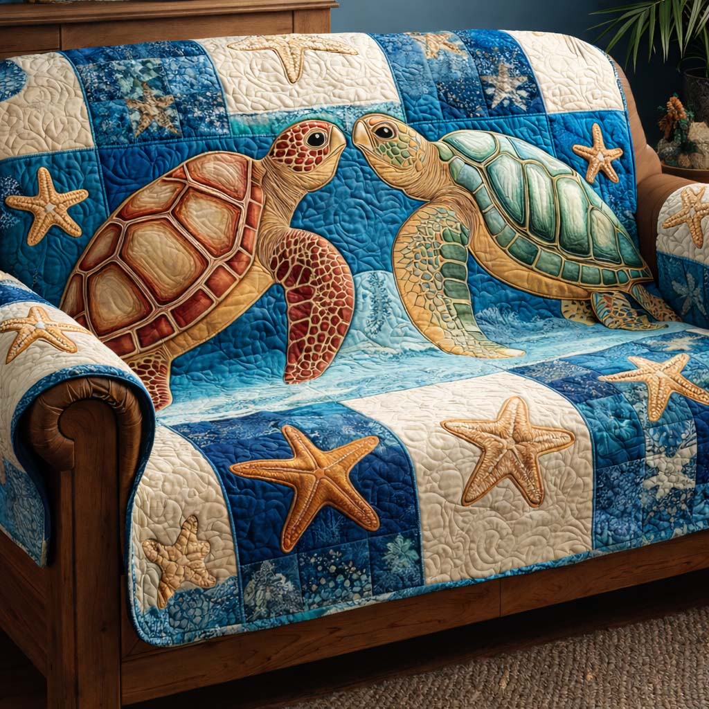 Starlit Bond Quilted Sofa Cover Celestial Home Couch Cover Interior Design Gift Ideas - Tradiviet