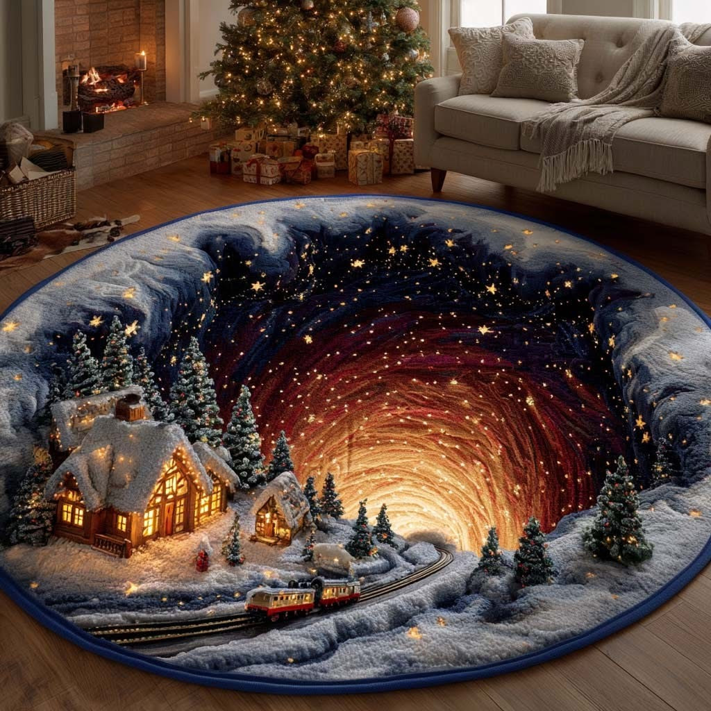 Starry Cabin Quilted Round Mat Xmas Holiday Home Decor Christmas Gifts For Relatives - Tradiviet