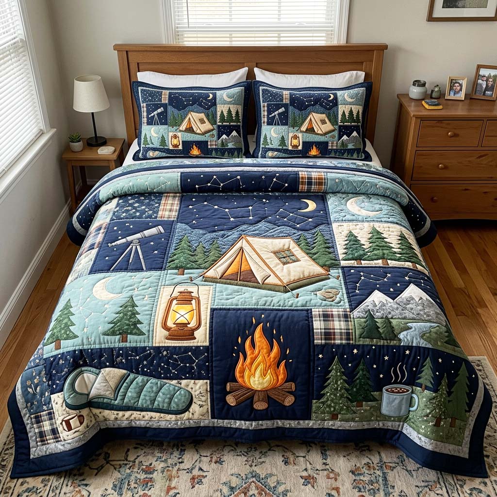 Starry Camp Quilted Bedding Set Starry Camp Design Gift For Starry Camp - Tradiviet