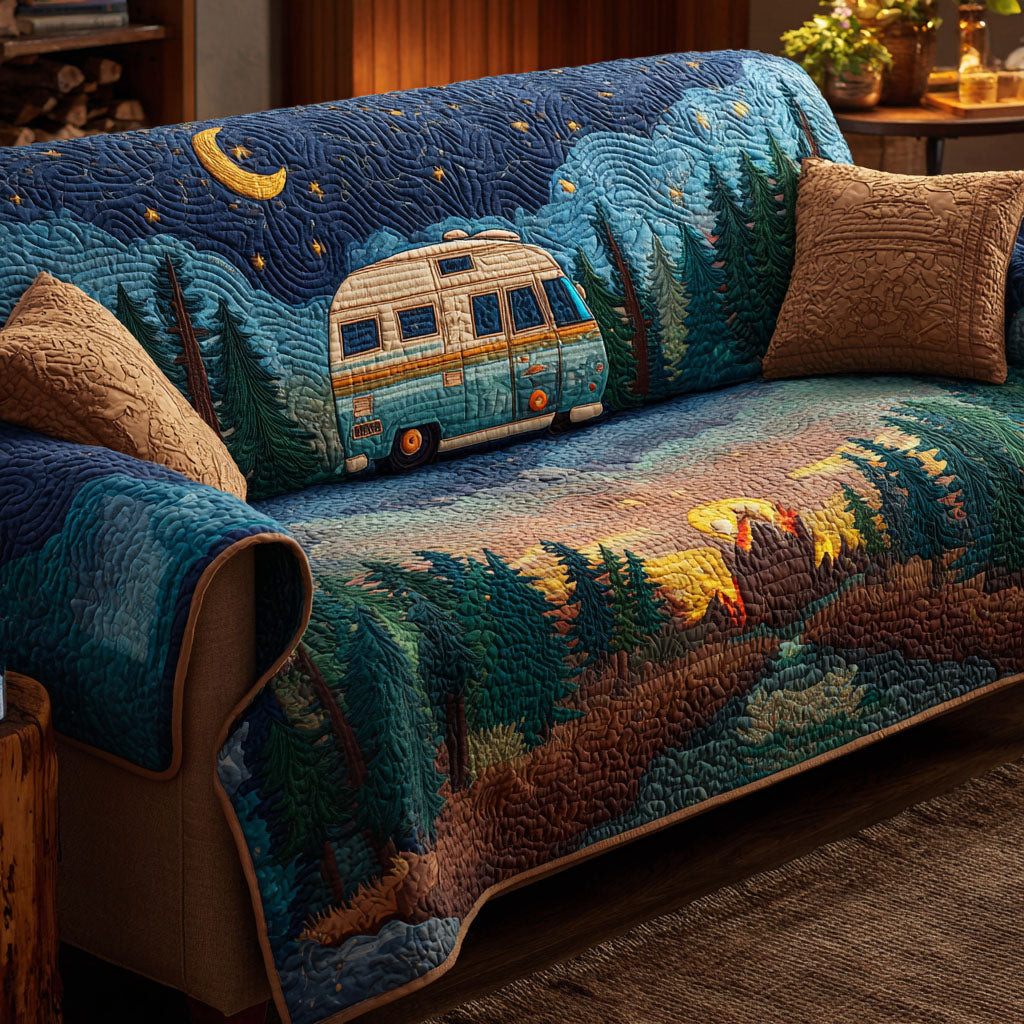 Starry Campfire Quilted Sofa Cover Best Sofa Covers Camping Gifts Fathers Day - Tradiviet