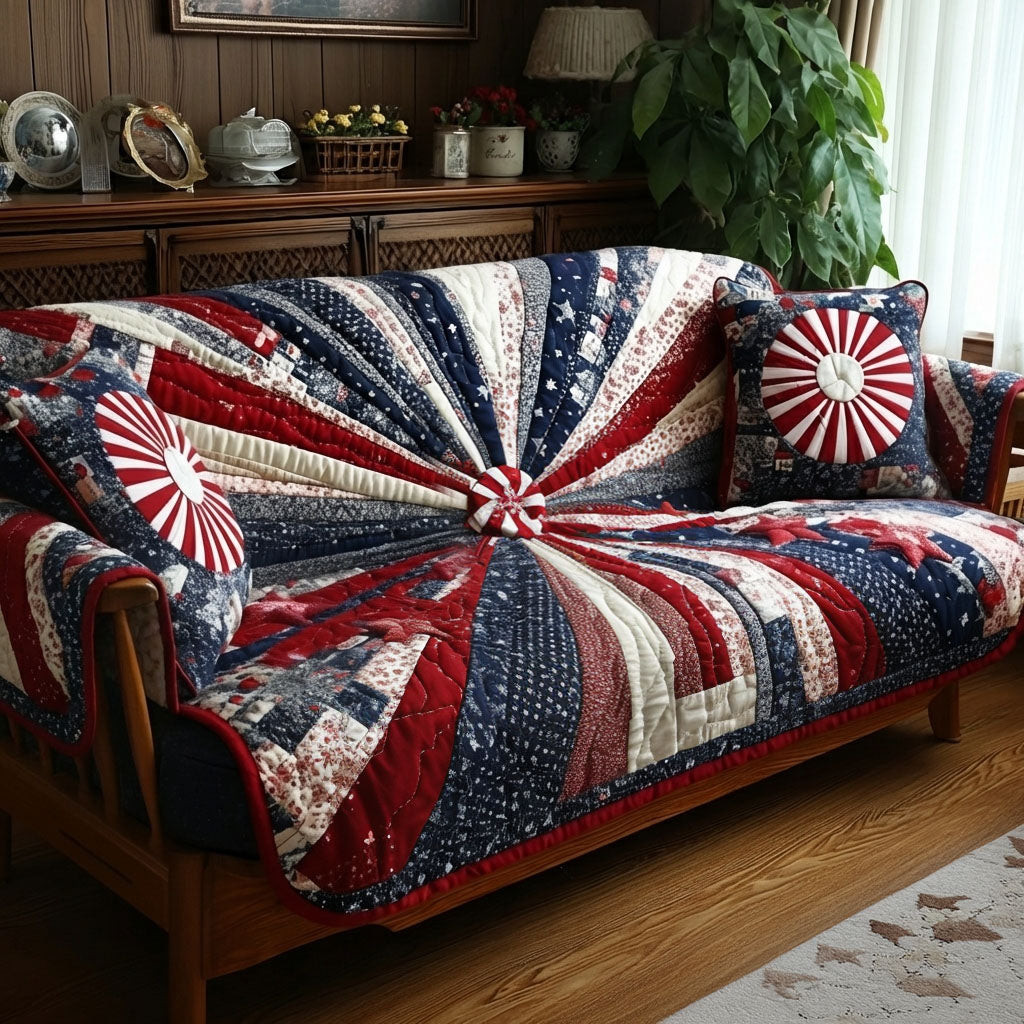 Starry Harvest Quilted Sofa Cover Nice Sofa Covers Patriotic Gifts For Women - Tradiviet