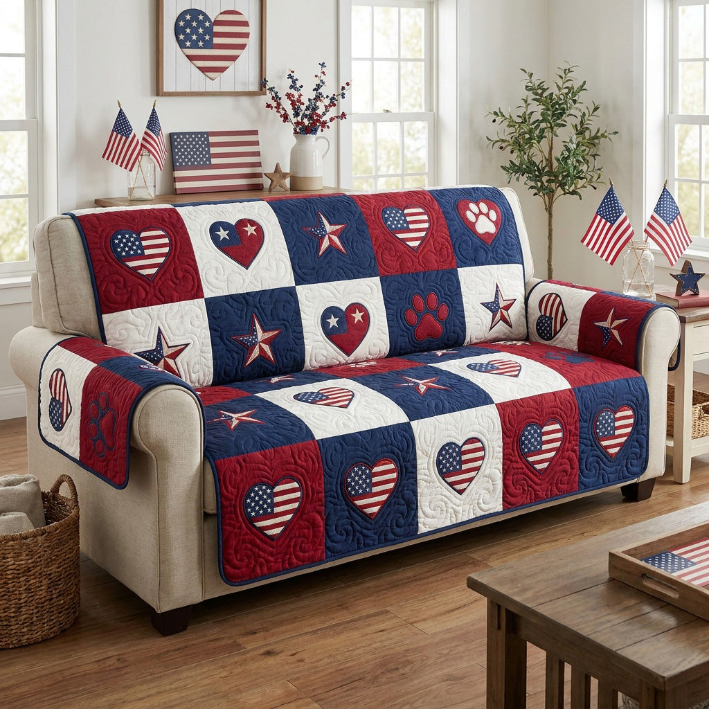 Starry Hearts Quilted Sofa Cover Boho Home Room Decor Home Gift For Him - Tradiviet