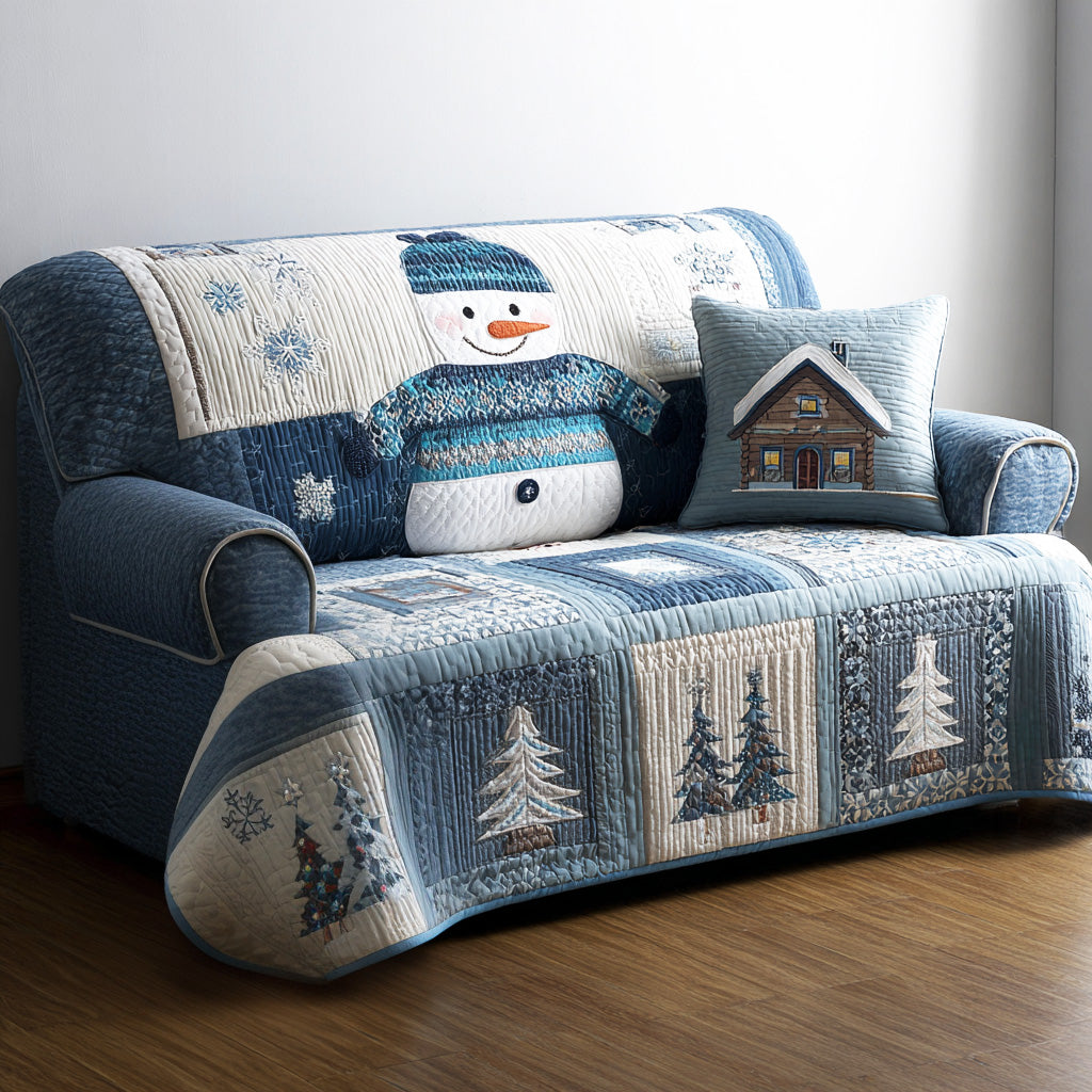 Starry Snow Eve Quilted Sofa Cover Stylish Home Room Decor Present For House Lovers - Tradiviet