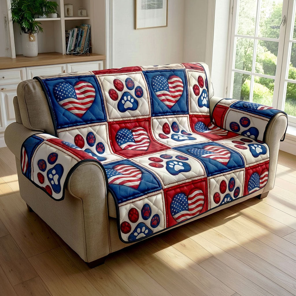 Stars Paws Quilted Sofa Cover Sofa Protector Cover 4Th Of July Present - Tradiviet
