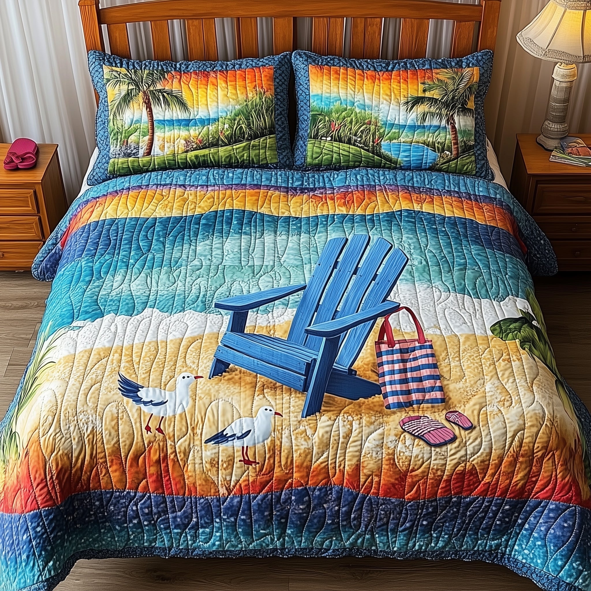 Summer Is Calling Quilted Bedding Set Summer Calling Artwork Gift For Summer Lovers - Tradiviet