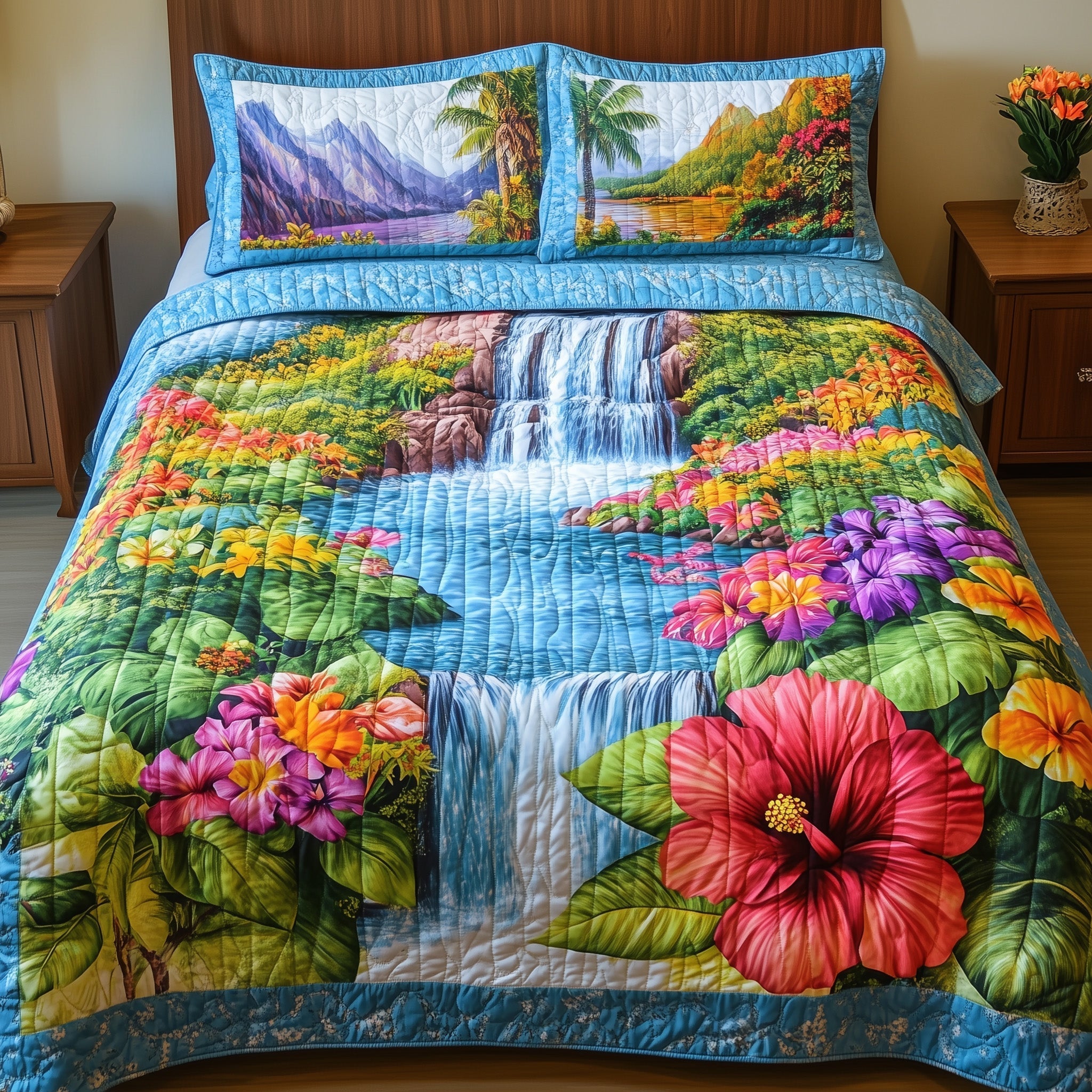 Summer Paradise Quilted Bedding Set Summer Paradise Modern Gift For Paradise - Tradiviet