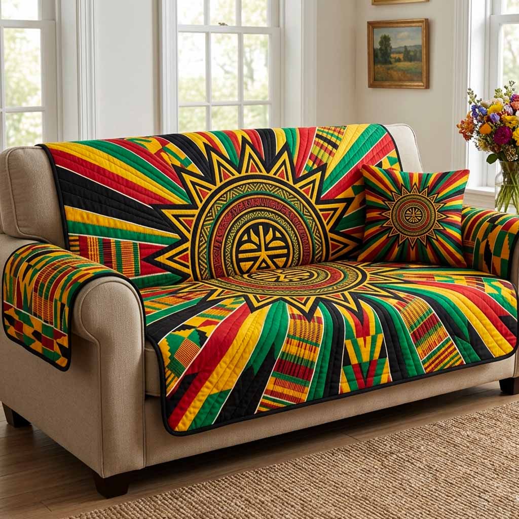 Sun Burst Quilted Sofa Cover Room Decor Inspiration Present For Sun Lover - Tradiviet