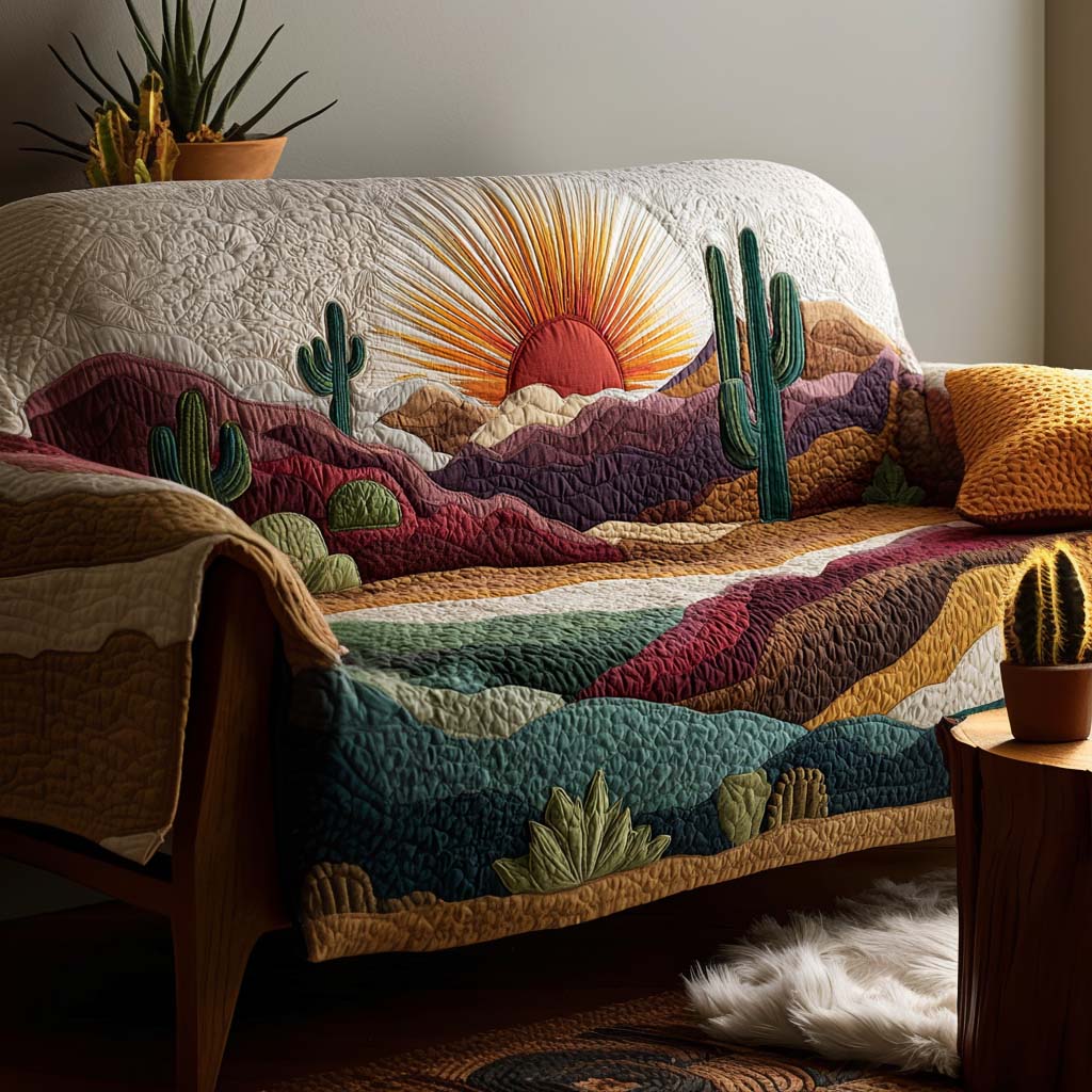 Sun Drenched Quilted Sofa Cover Stylish Home Room Decor Sun Gifts Ideas - Tradiviet