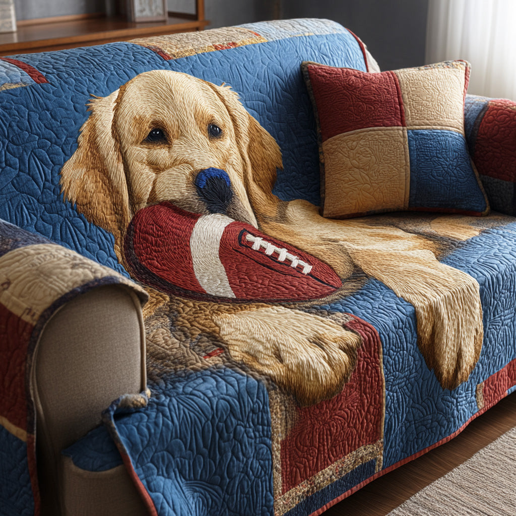 Sunday Retriever Quilted Sofa Cover Living Room Decorations Cool Gifts For Dog Lovers - Tradiviet