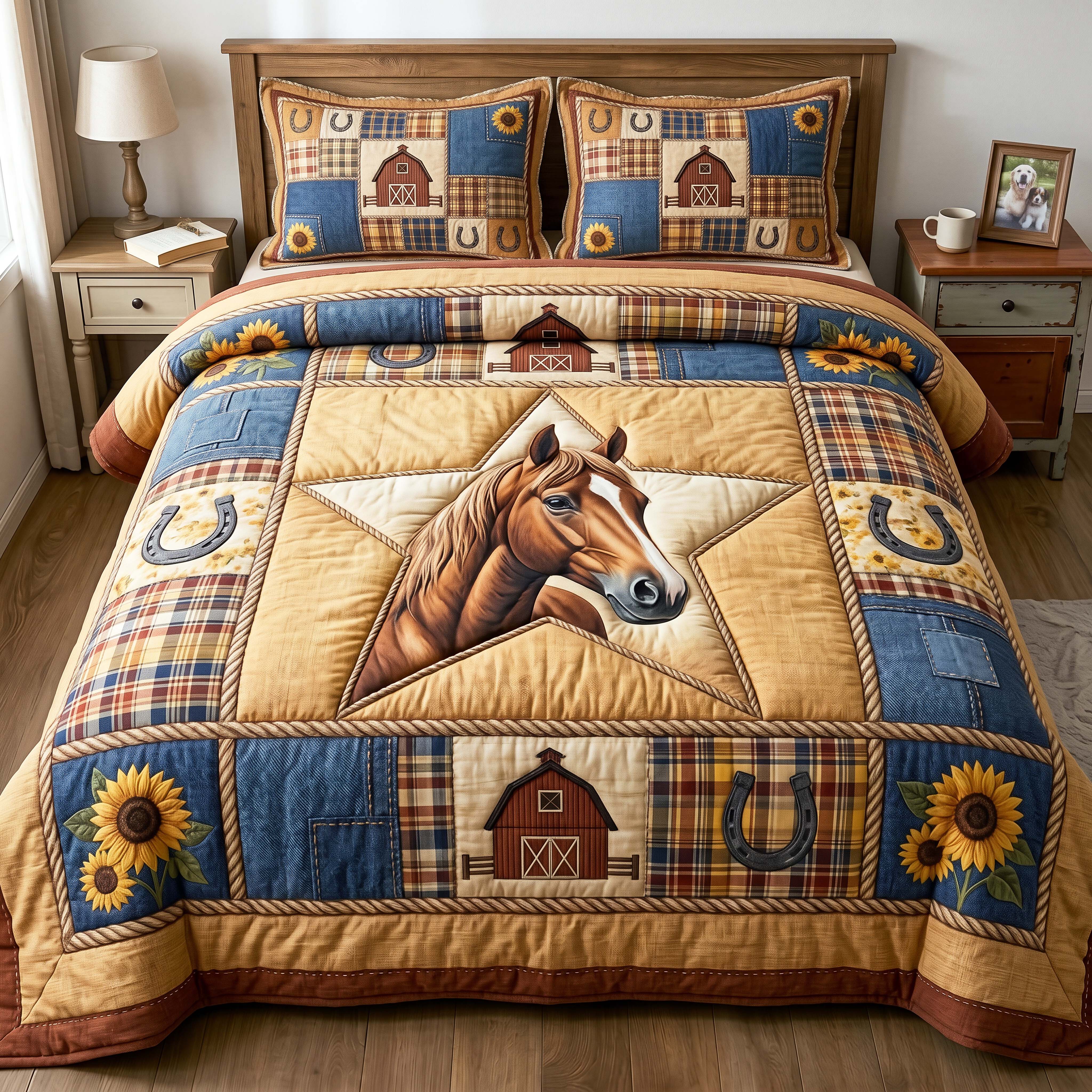 Sunflower Barn Quilted Bedding Set Sunflower Barn Bloom Gift For Sunflower Barn - Tradiviet