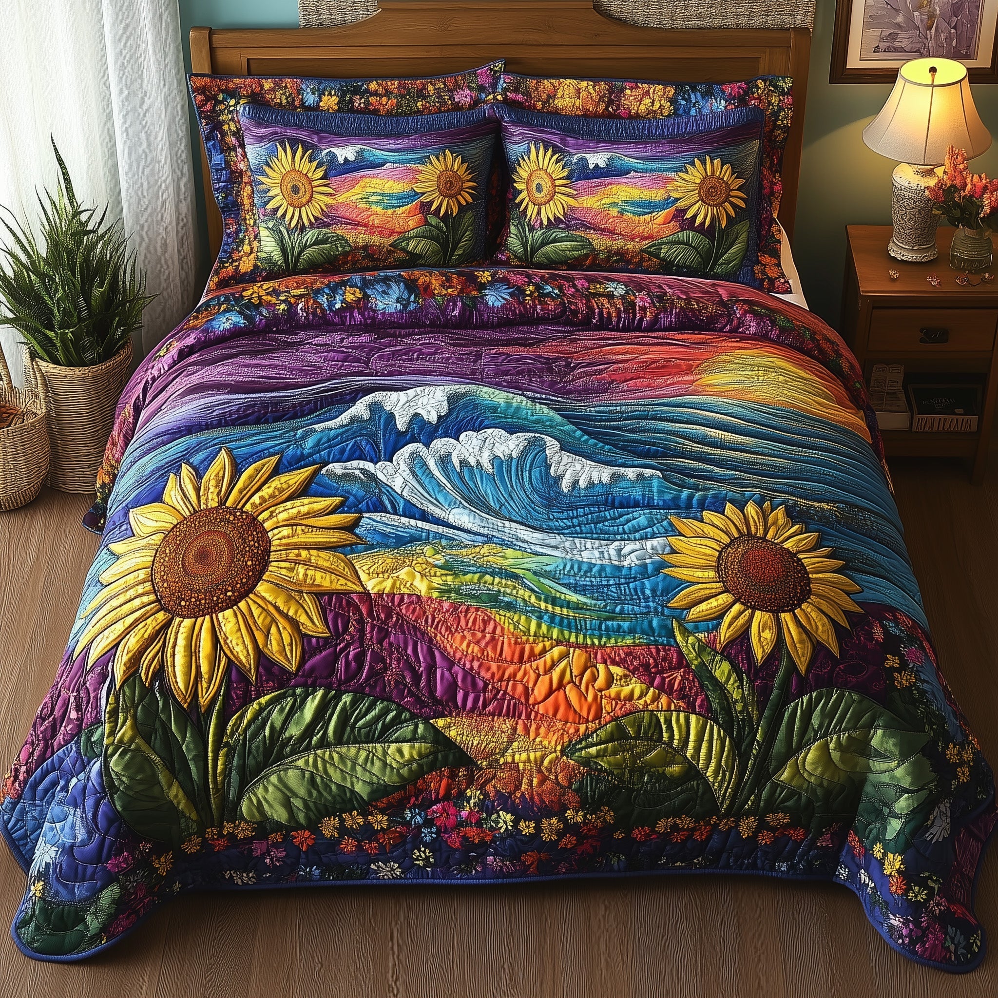 Sunflower Paradise Quilted Bedding Set Sunflower Paradise Freedom Gift For Sunflower Paradise - Tradiviet
