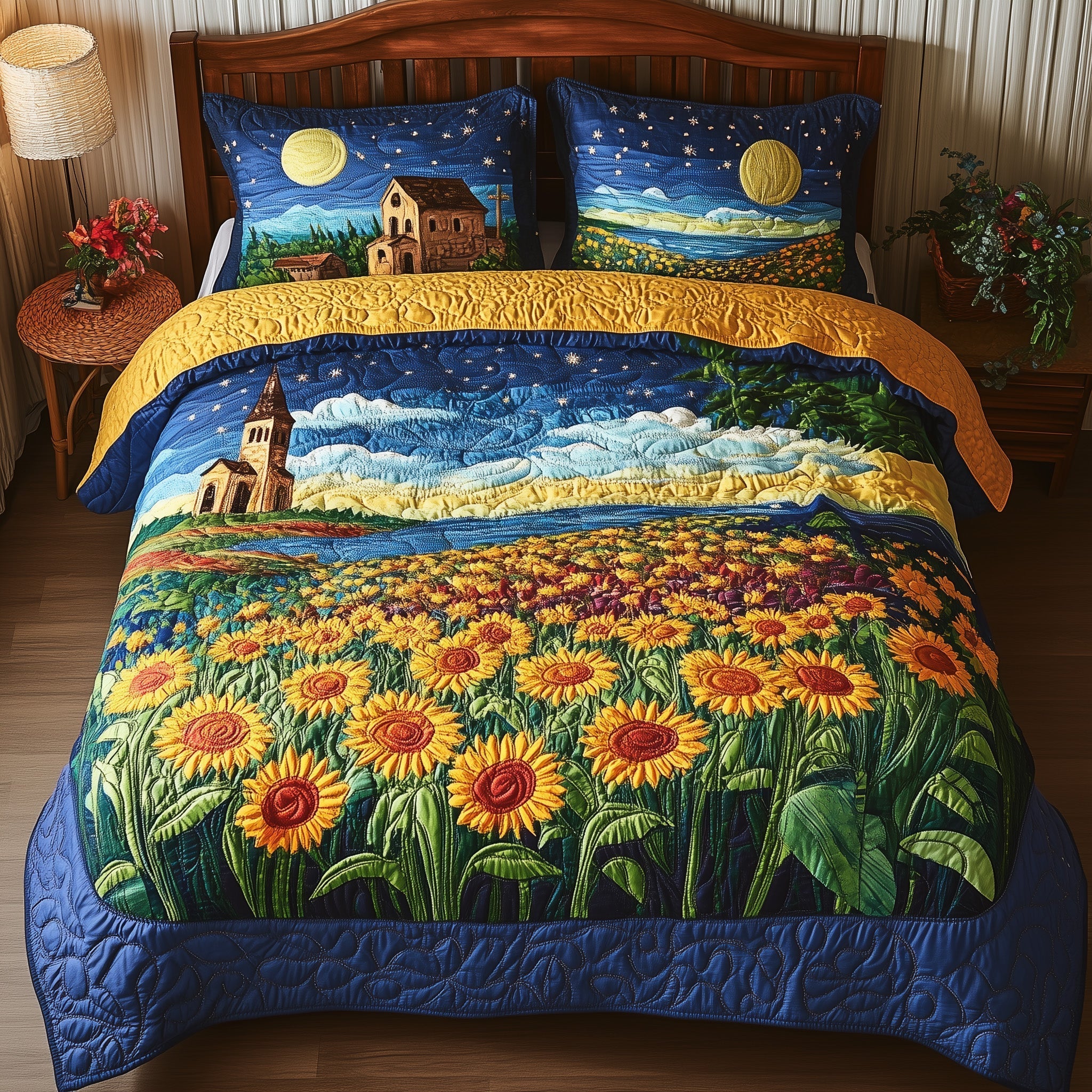 Sunflower Paradise Quilted Bedding Set Sunflower Paradise Western Gift For Paradise Lovers - Tradiviet