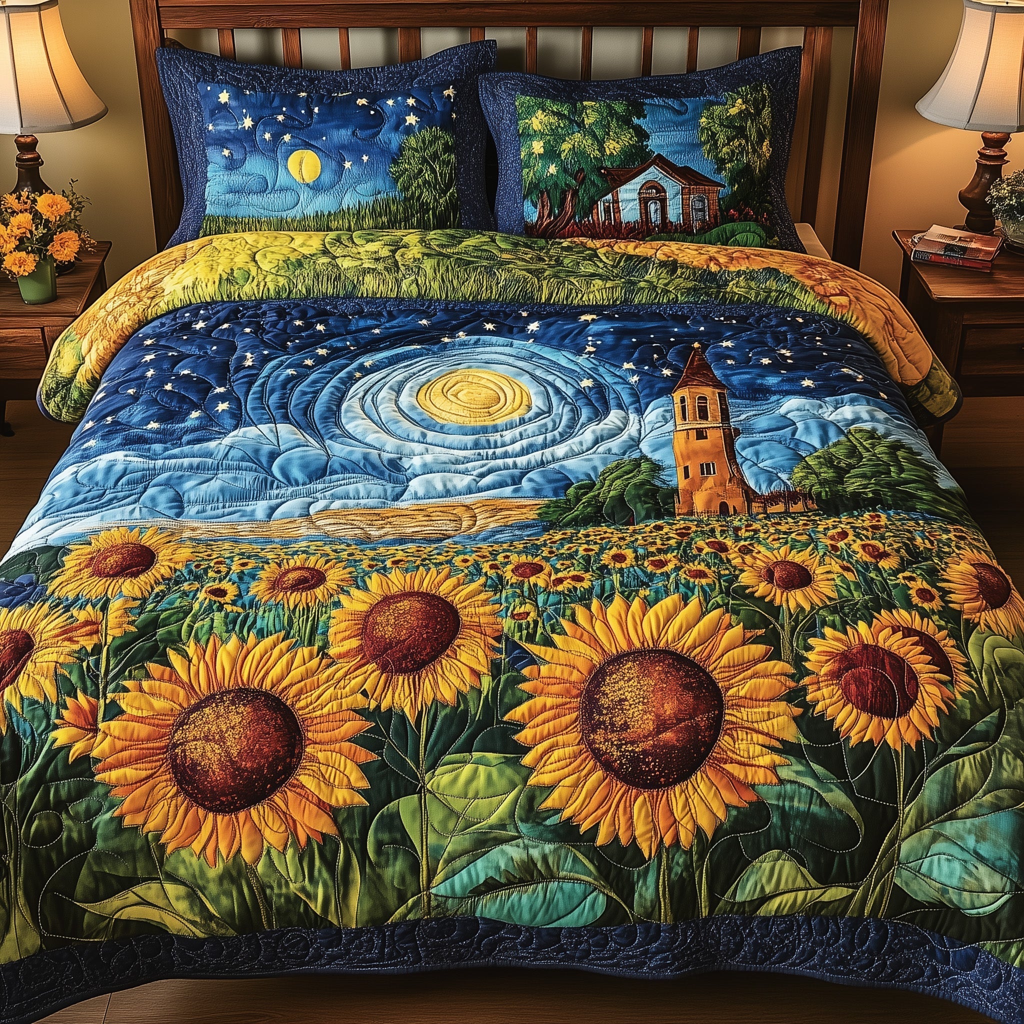Sunflower Paradise Quilted Bedding Set Sunflower Paradise Whimsical Gift For Paradise Fans - Tradiviet