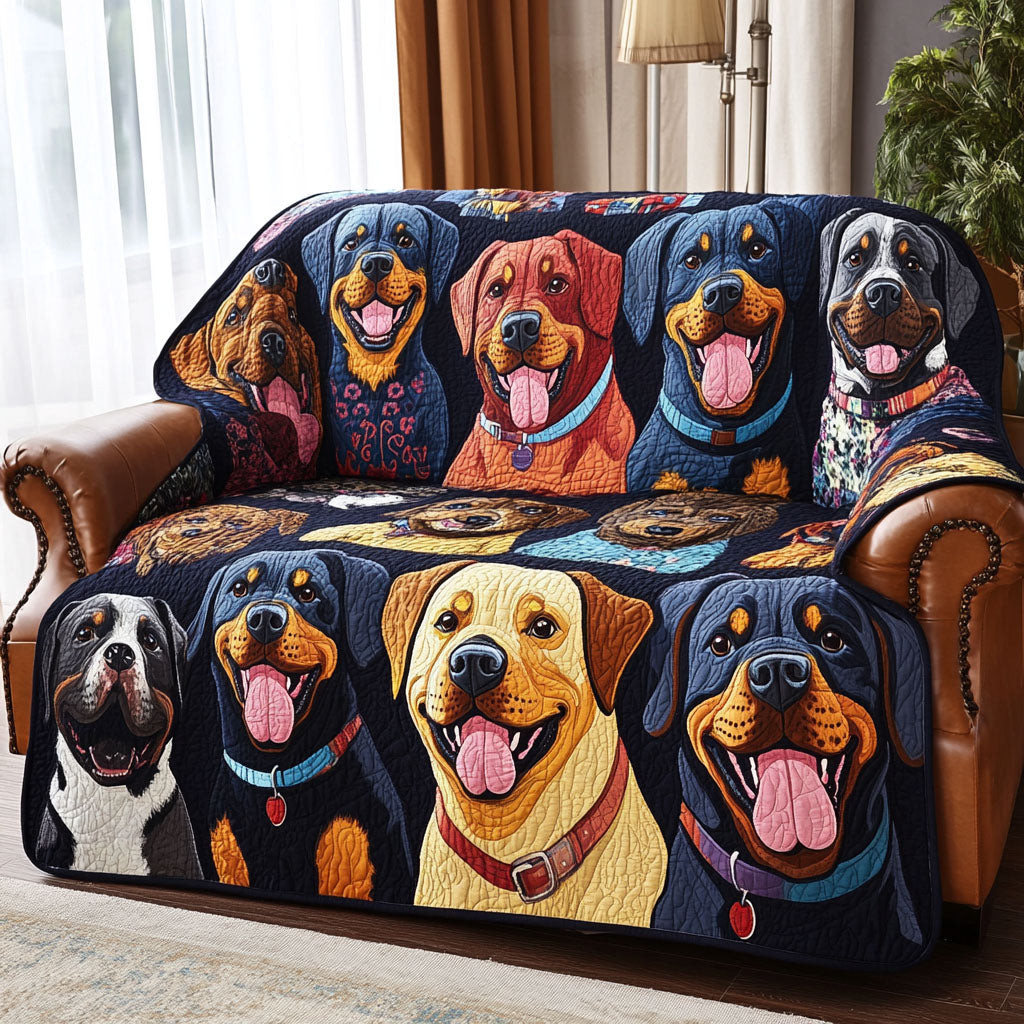 Sunny Pups Quilted Sofa Cover Slipcover Couch Covers Presents For People With Dogs - Tradiviet