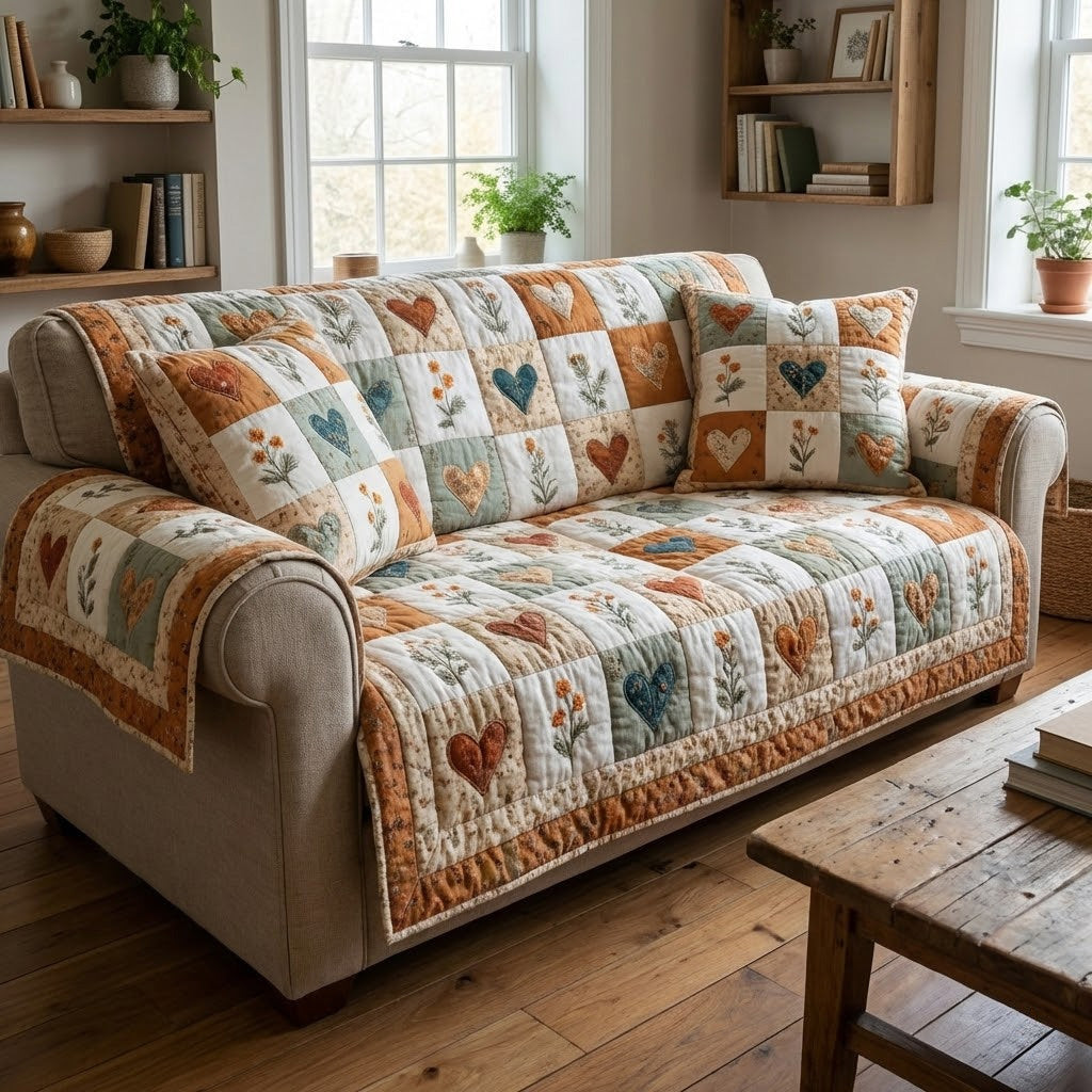Sunset Poppies Quilted Sofa Cover Couch And Sofa Covers Sunflower Items For Gifts - Tradiviet