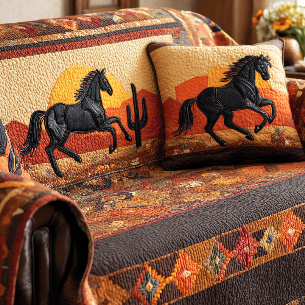 Sunset Rider Quilted Sofa Cover Chic Home Room Decor Present For Sun Lover - Tradiviet