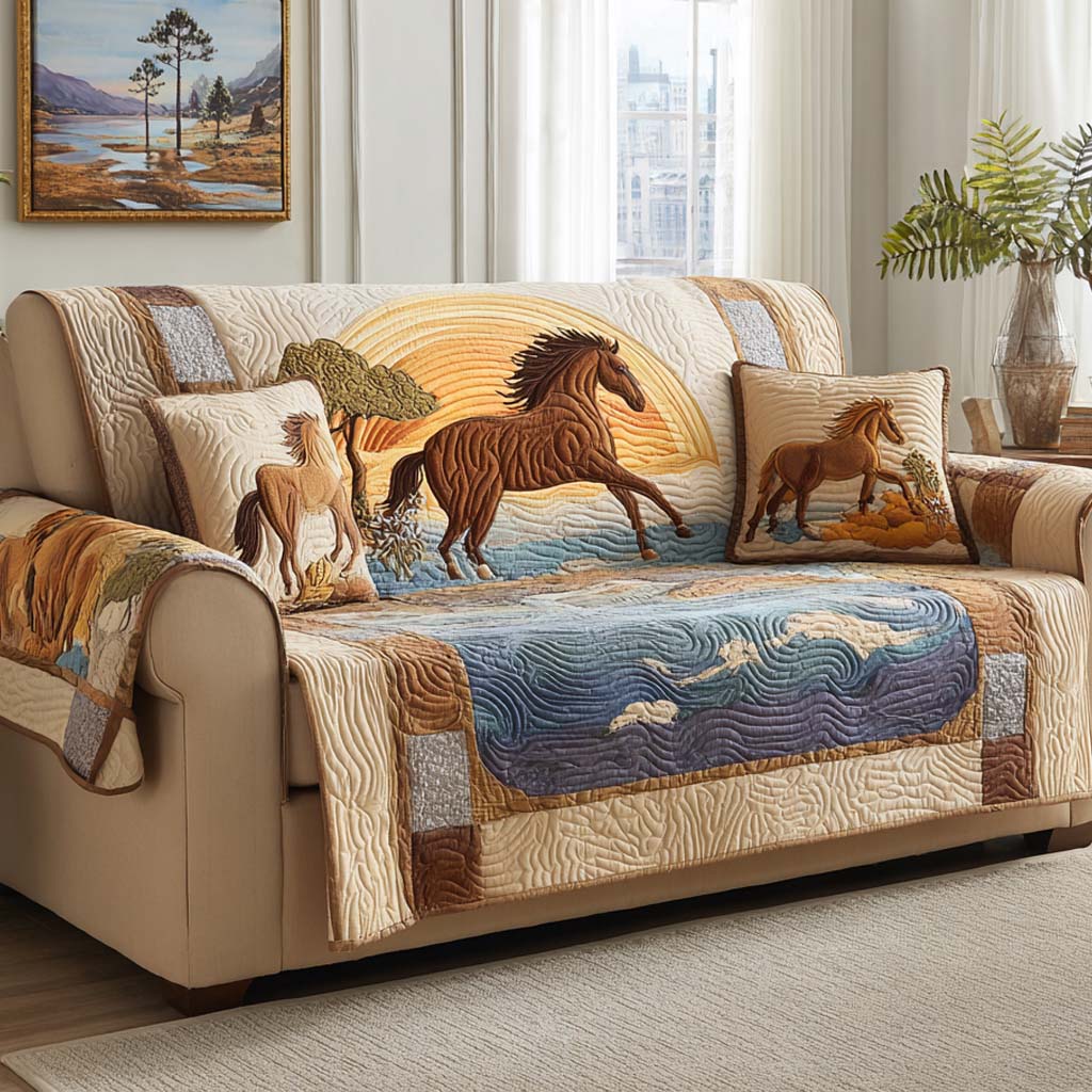 Sunset Run Quilted Sofa Cover Room Decor For Room Gift For Sunset Lover - Tradiviet