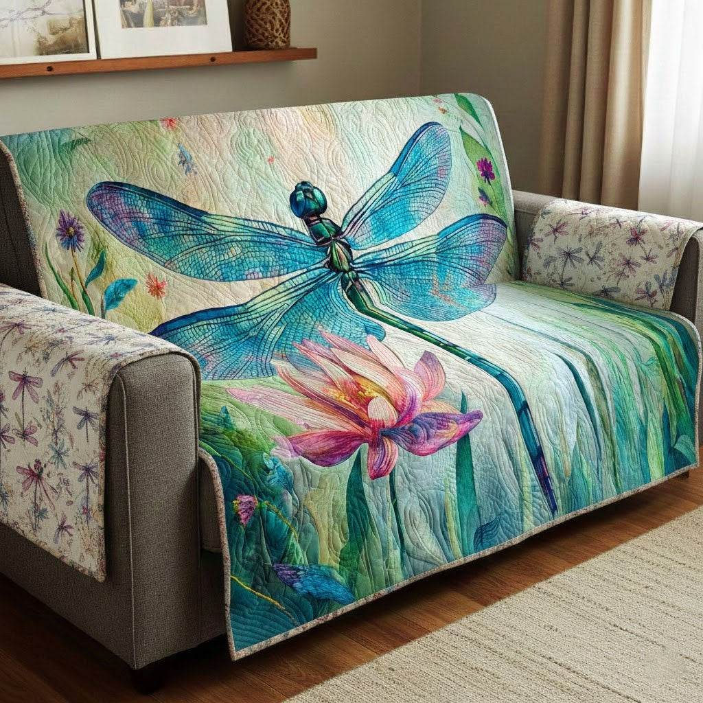 Sunset Stitch Quilted Sofa Cover Couch Cushion Covers Best Dragonfly Presents - Tradiviet